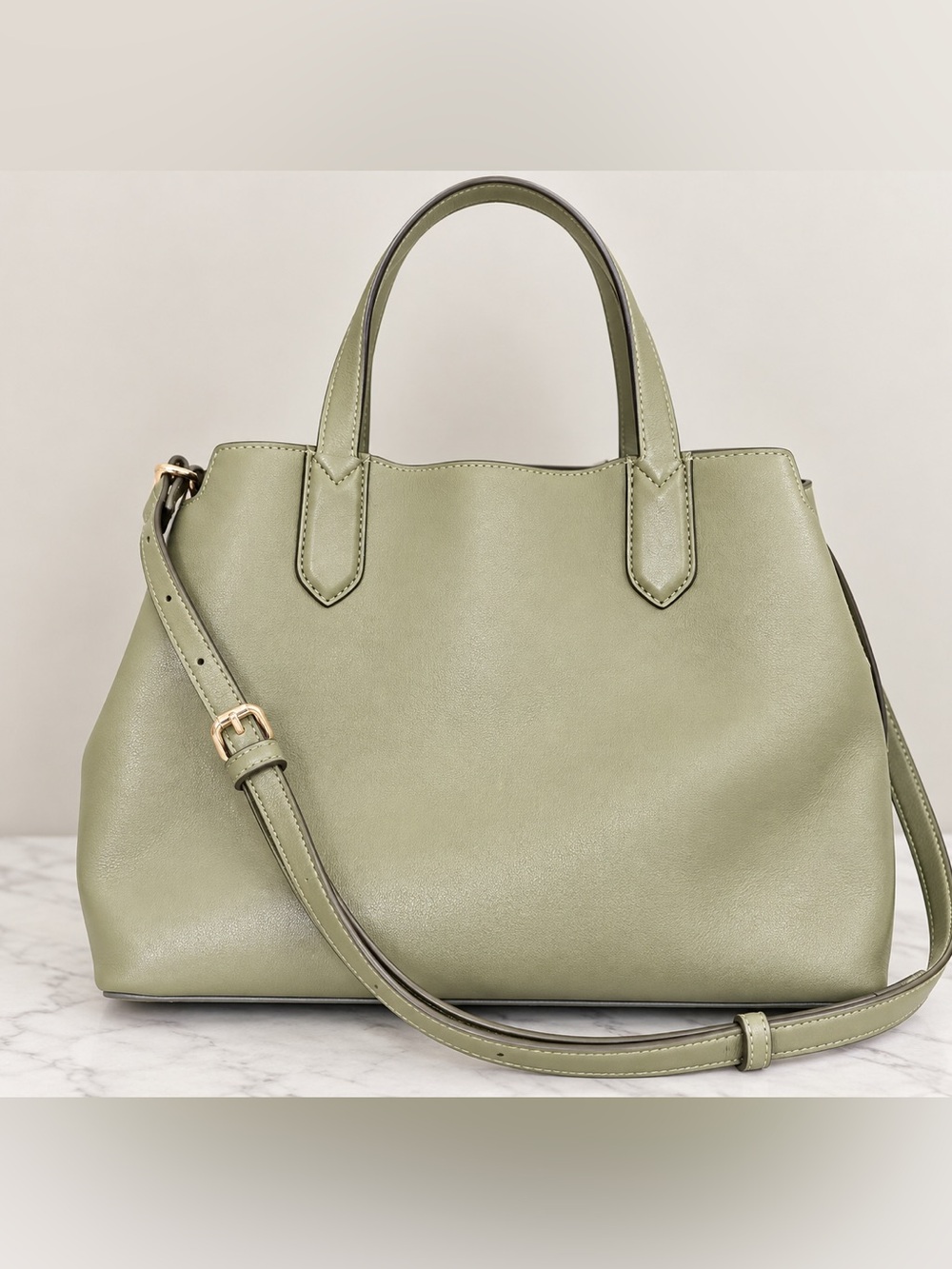 Olive Green Structured Tote Handbag